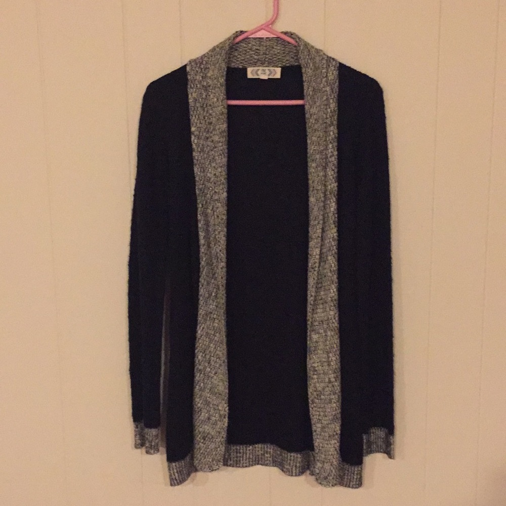 Black and heathered gray cardigan